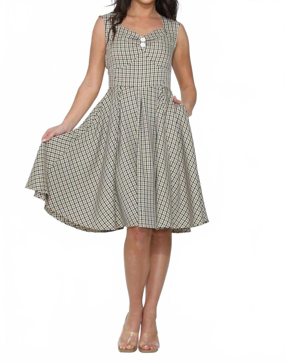 NEW ORCHID BLOOM gingham swing dress in brown